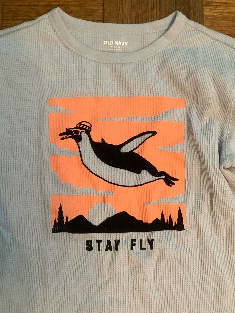 Long sleeve waffle shirt - penguin